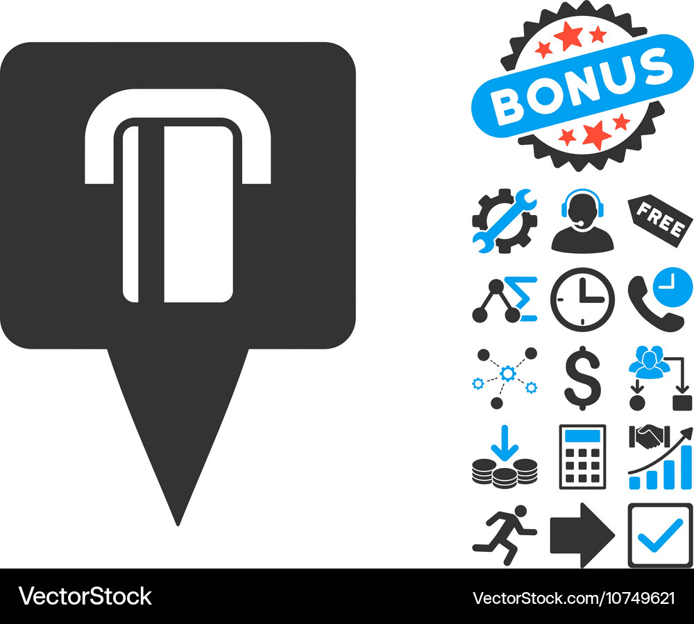 Bank terminal map pointer flat icon Vector Image
