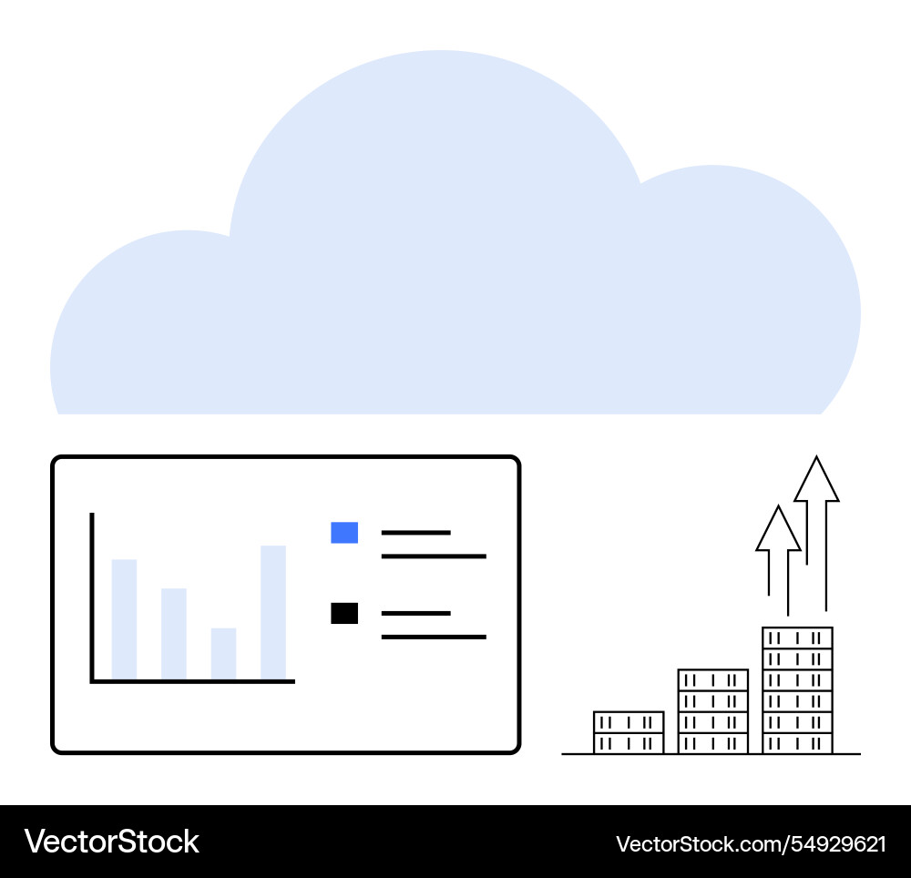 Cloud computing and data analysis driving business Cloud computing and data analysis driving business vector image