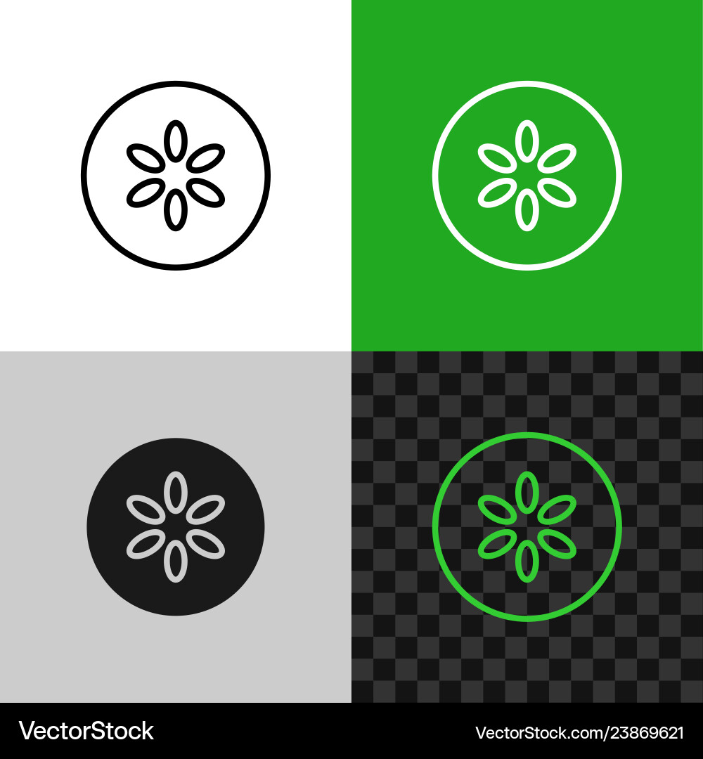 Cucumber Slice Line Art Icon vector image