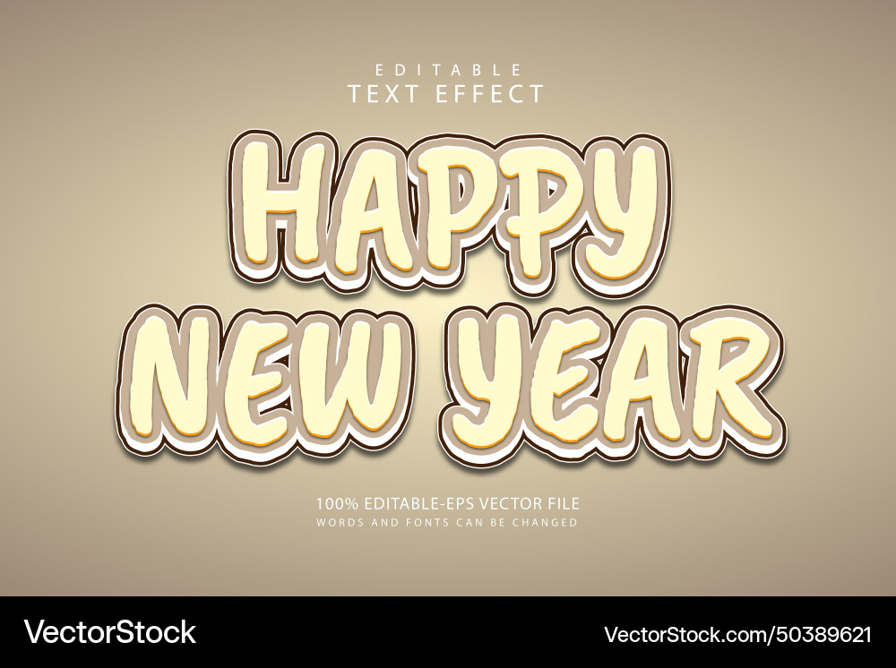 Happy new year editable text effect 3 dimension Happy new year editable text effect 3 dimension Vector Image