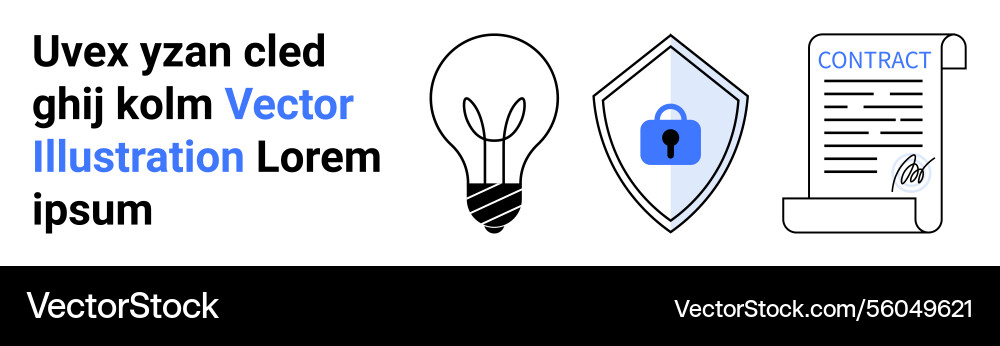 Light bulb shield with lock and signed contract Light bulb shield with lock and signed contract vector image