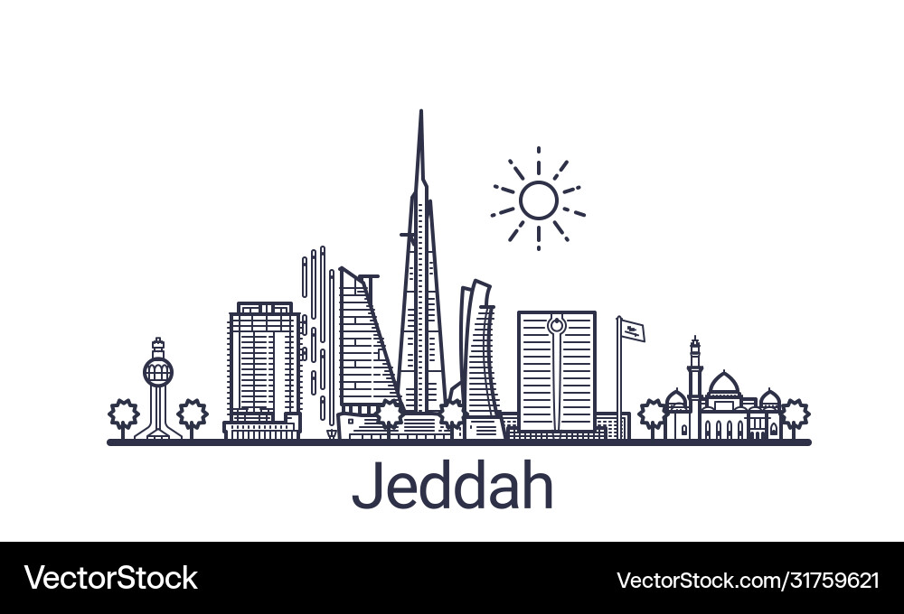 Outline jeddah banner vector image