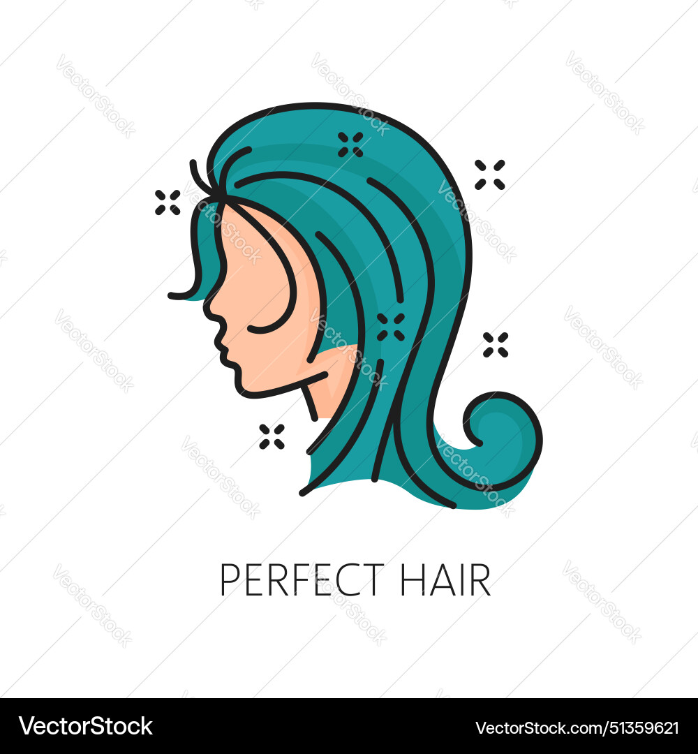 Perfect Hair Care And Treatment Line Color Icon Vector Image Perfect Hair Care And Treatment Line Color Icon Vector Image