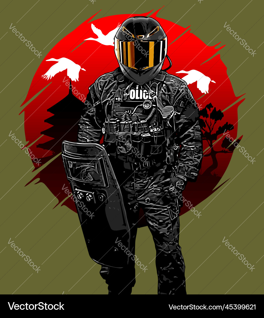 Riot Police Helmet Vector Image