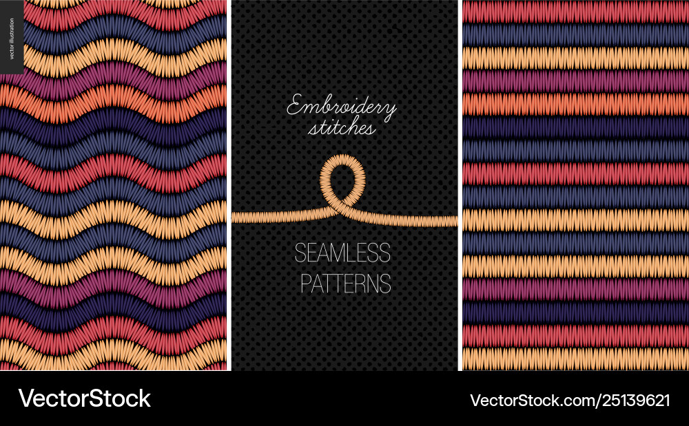 Satin Stitch Embroidery Patterns Royalty Free Vector Image
