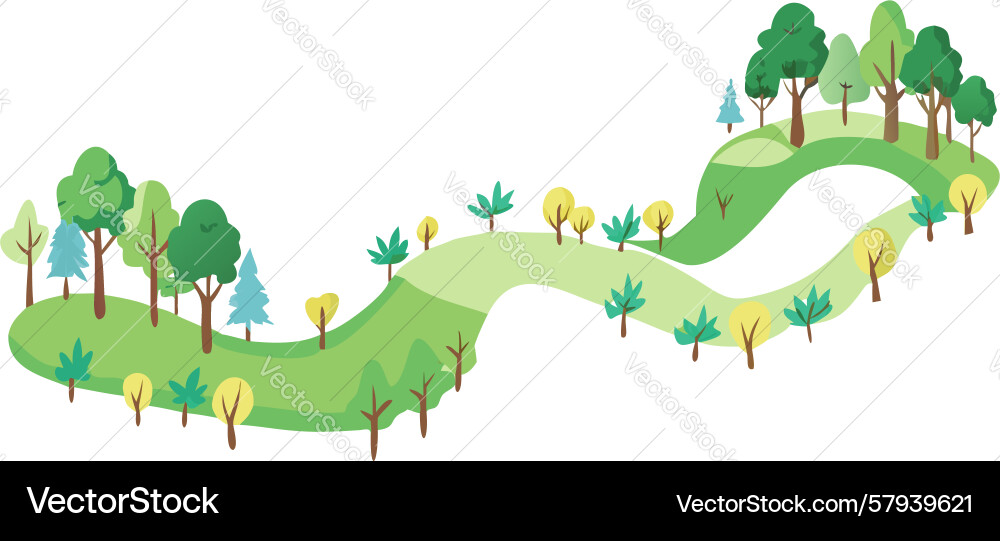 Serene Winding Path with Trees Vector Image