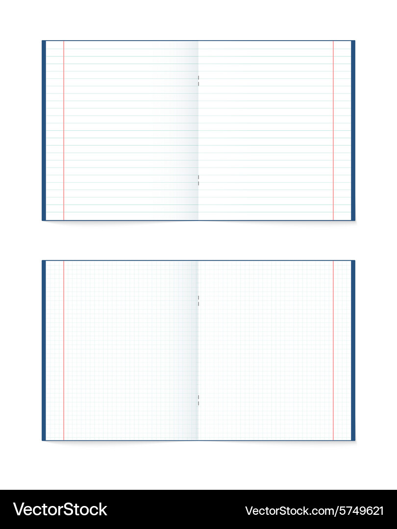 Set of open notebook in a cage and the line Vector Image