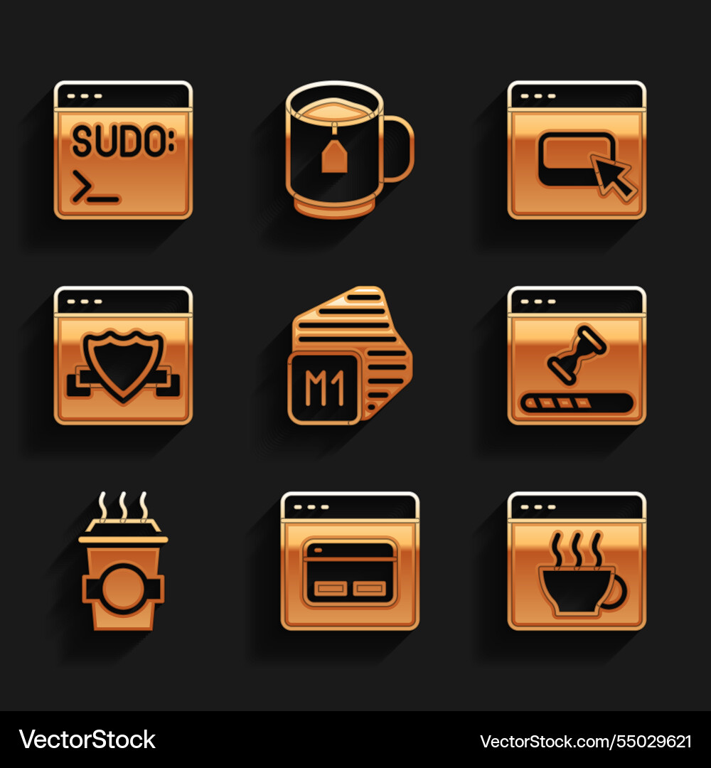 Set processor search engine software loading data Vector Image