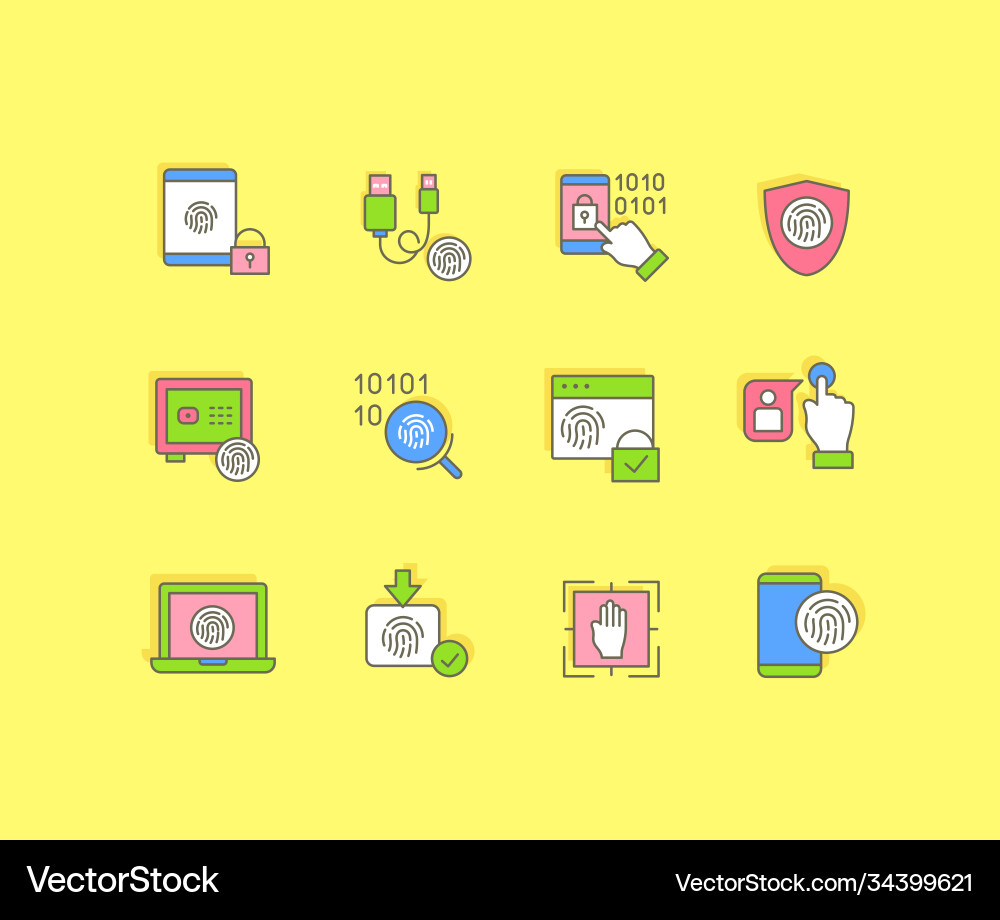 Set simple line icons biometrics Set simple line icons biometrics vector image