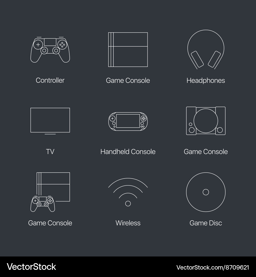 Video Game Console Linear Icons vector image