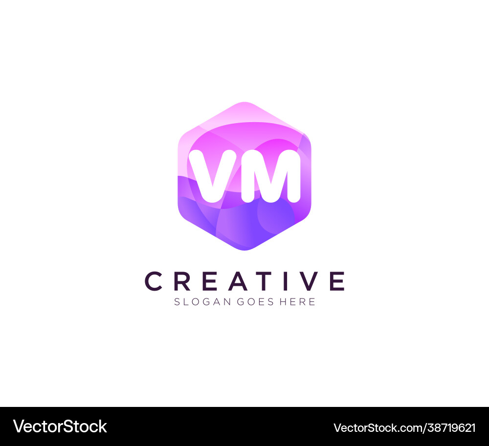 Vm initial logo with colorful hexagon modern Vector Image