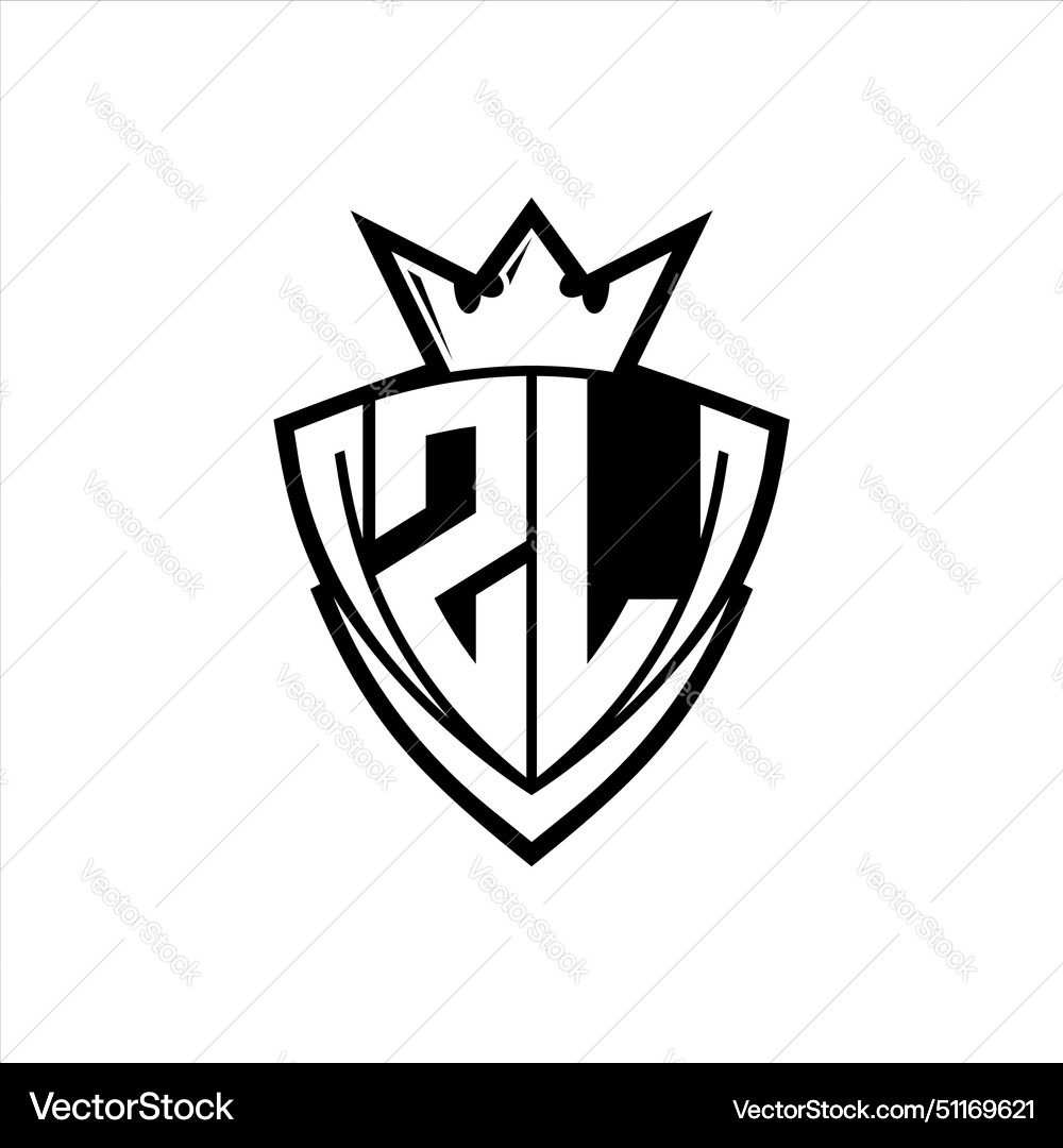 Zl letter logo with sharp triangle shield shape Vector Image