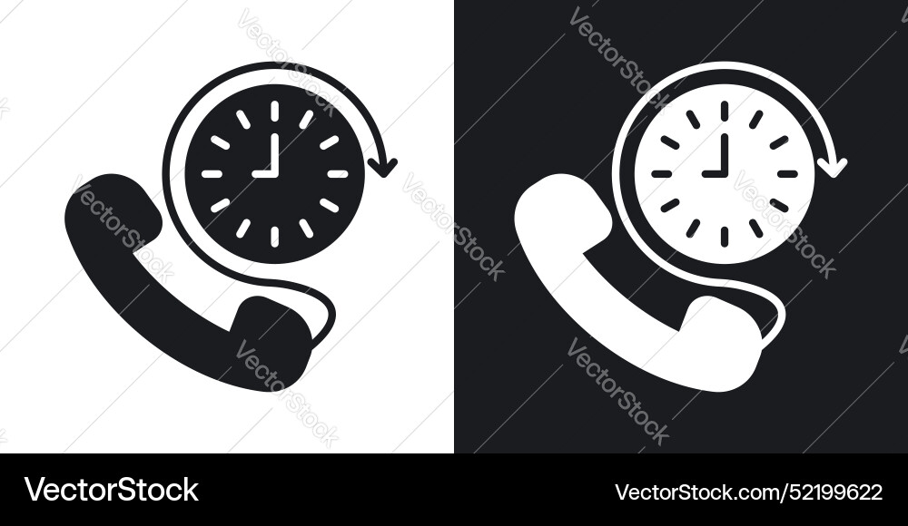 Call duration icon set in solid style Call duration icon set in solid style Vector Image