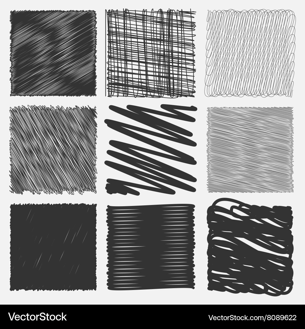 Collection of backgrounds with linear doodles vector image