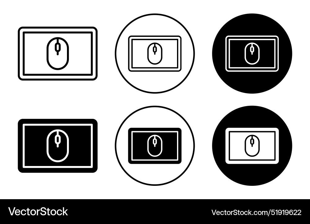 Computer mouse pad icon collection of outline Computer mouse pad icon collection of outline vector image