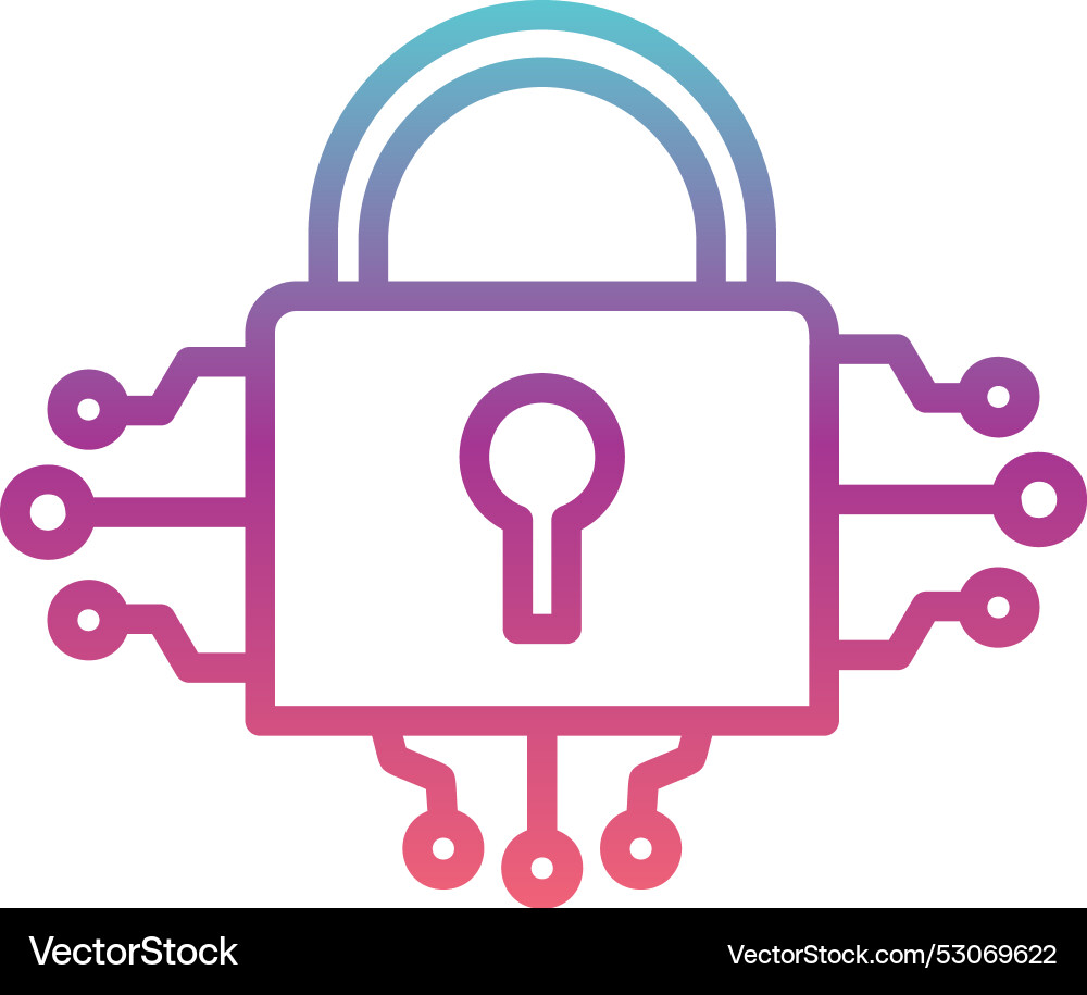 Cyber security line gradient design Vector Image