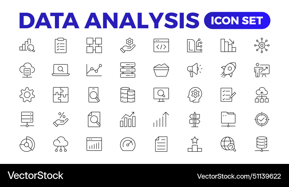 Data analytics icon set big analysis Data analytics icon set big analysis vector image