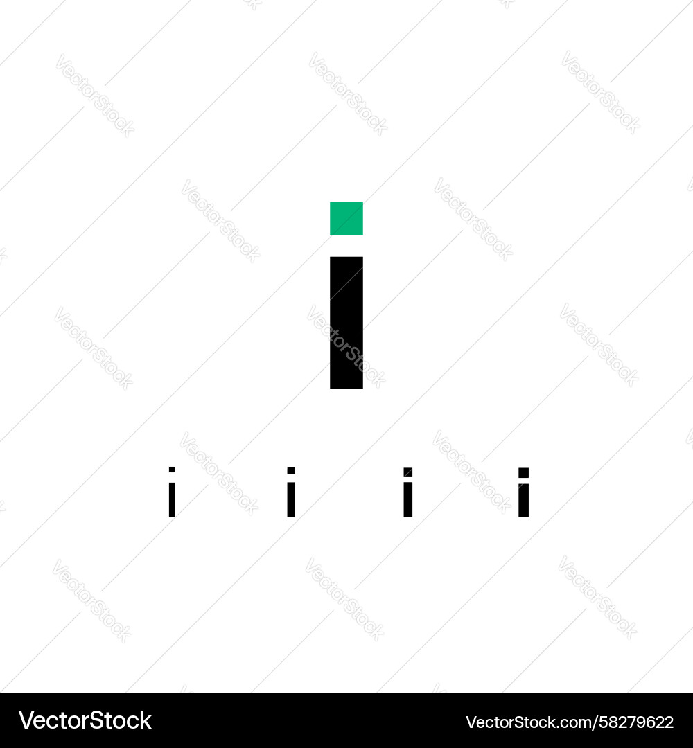 Digital I Font Set - Cyber Style Vector Image