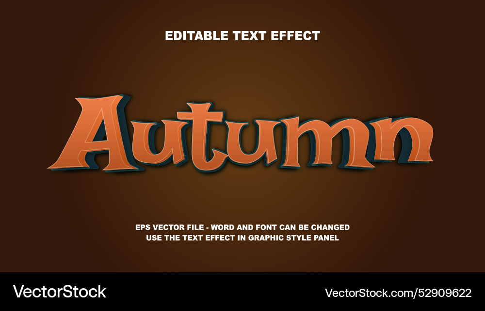Editable text effect autumn 3d template Vector Image