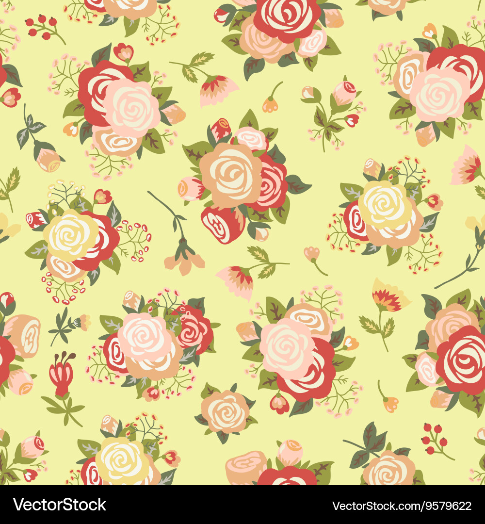 Floral Seamless Rosette Pattern Vector Image