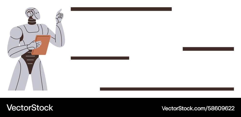 Futuristic robot analyzing data with a clipboard Vector Image