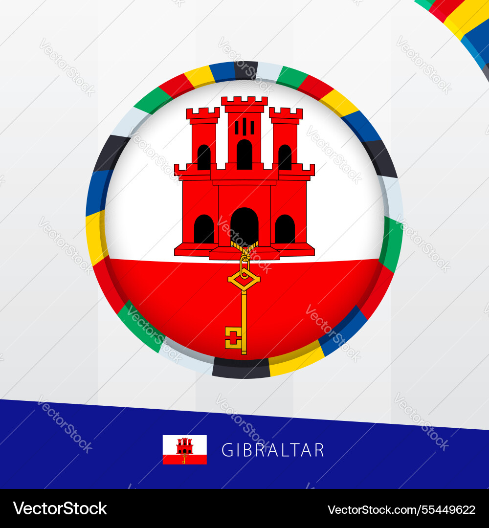 Gibraltar flag with colorful circle border Vector Image