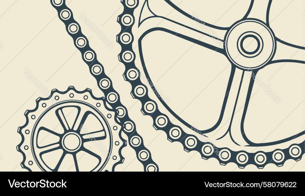 Mechanical Gears and Chain Pattern Vector Image