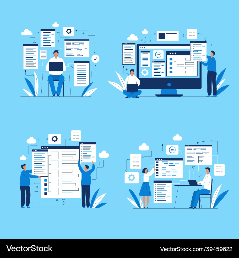 Programmers characters people web designers vector image