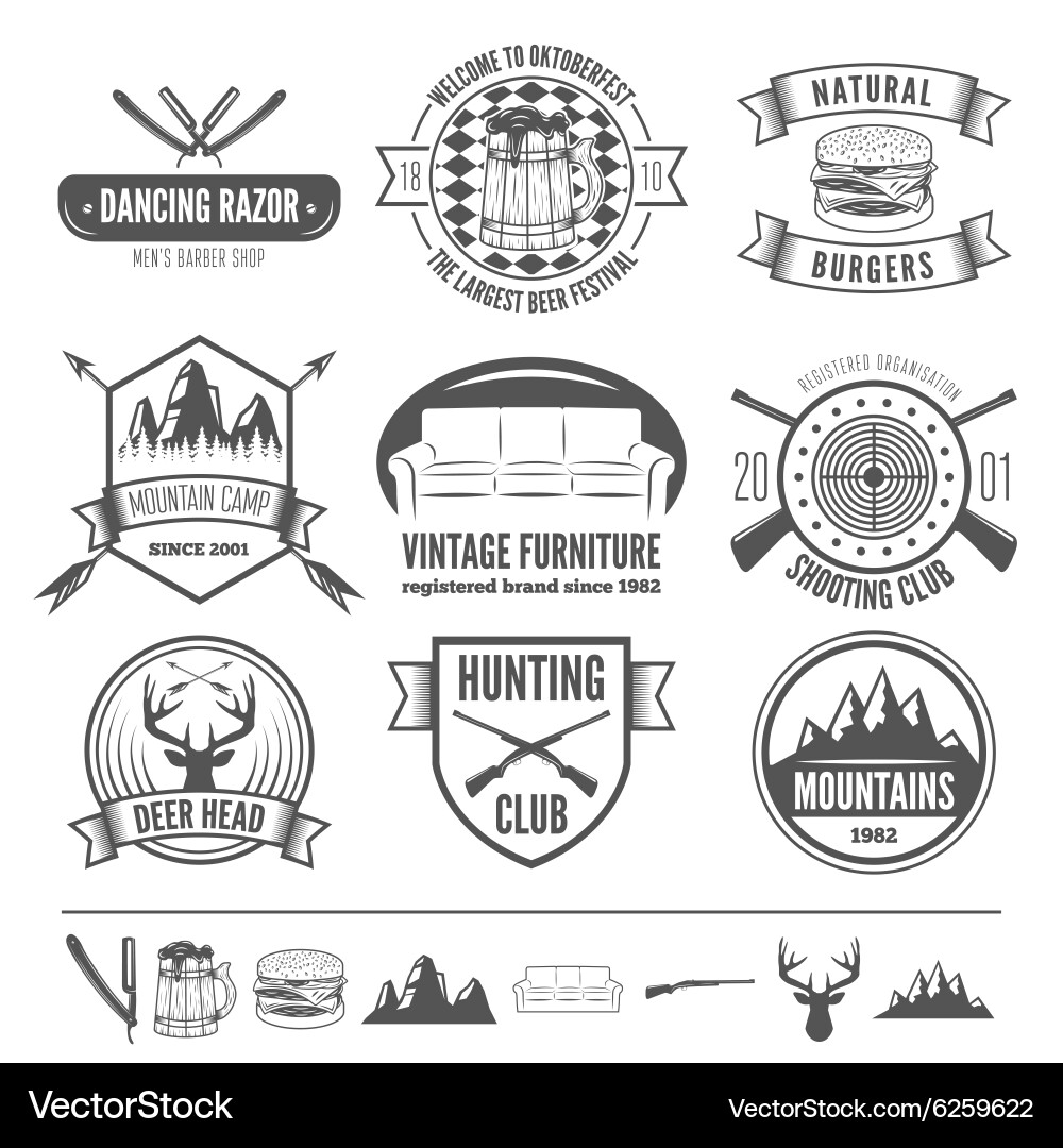 Retro vintage insignias set design Vector Image