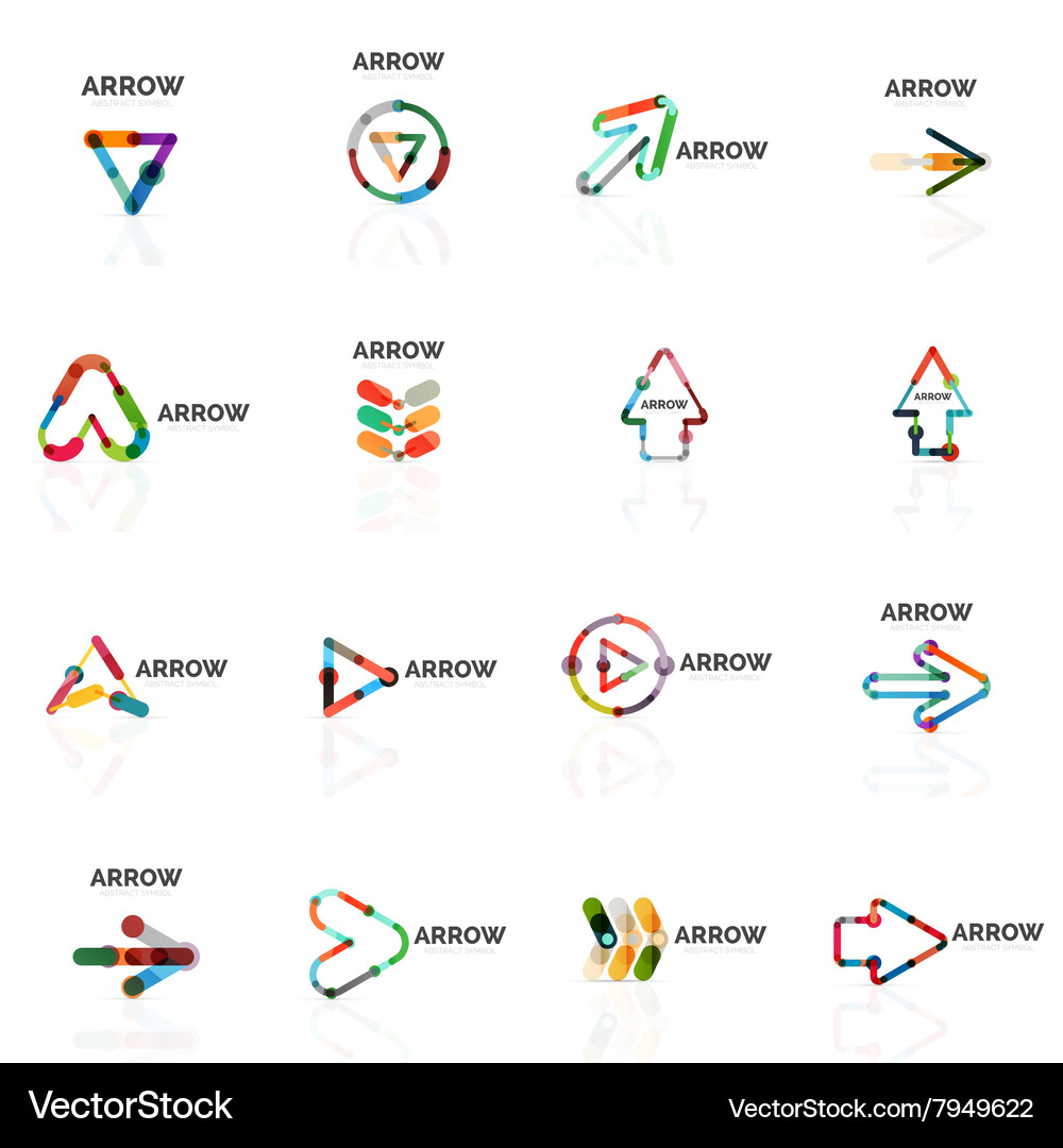 Set of linear arrow abstract logos connected Vector Image