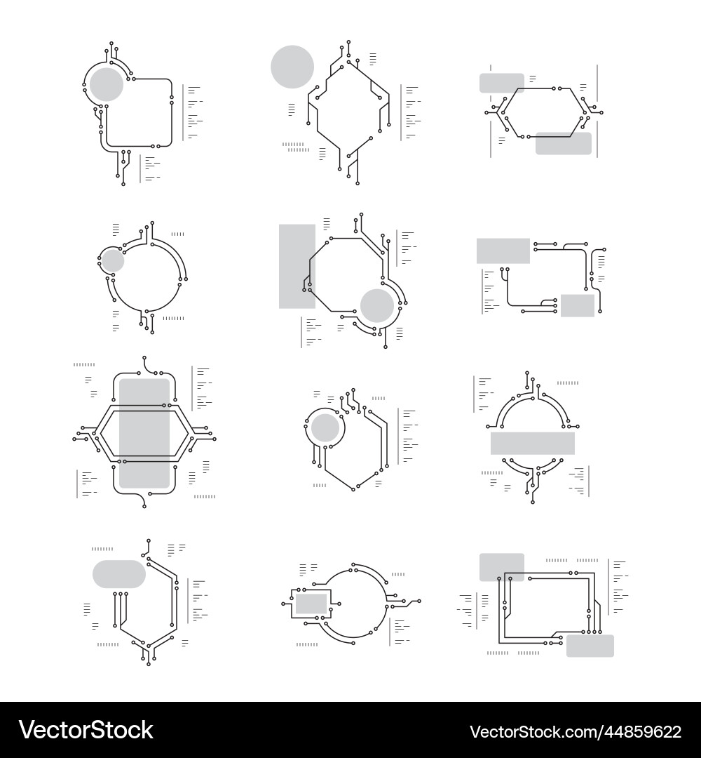 Set of printed circuit board pattern frames Vector Image