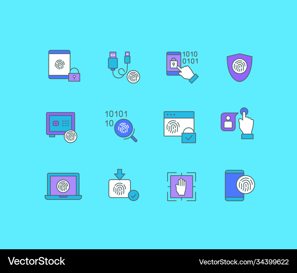 Set simple line icons biometrics Set simple line icons biometrics vector image