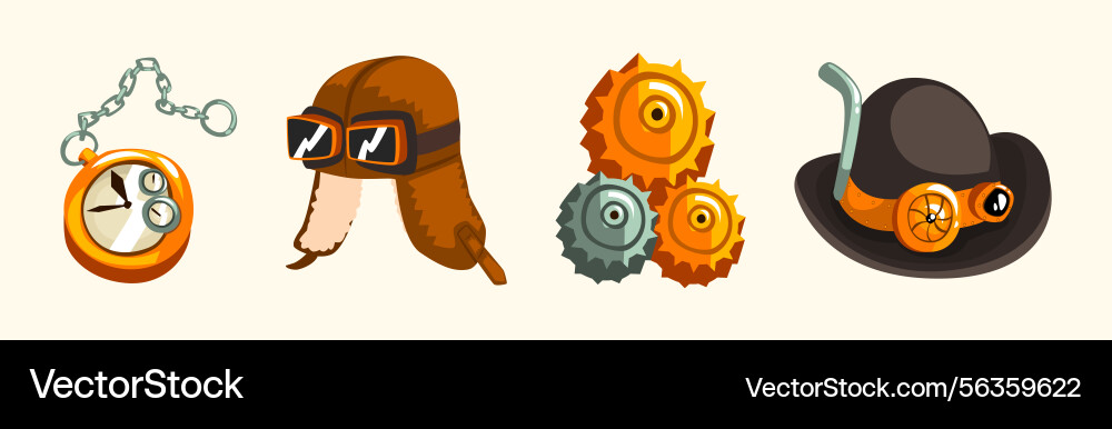 Steampunk objects and mechanism with antique Steampunk objects and mechanism with antique vector image