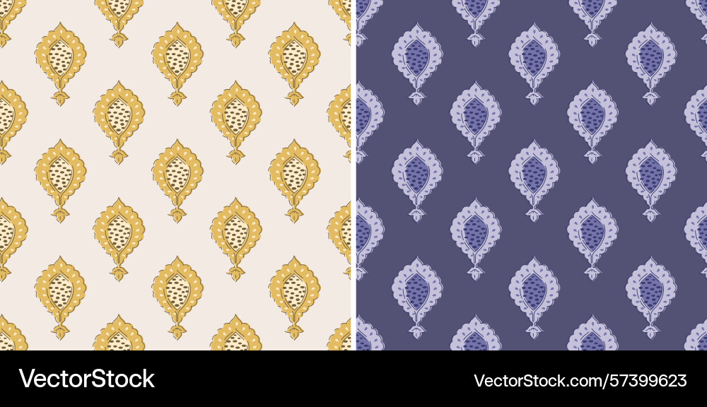 Abstrakt damask ajrakh block print pattern vektorbild
