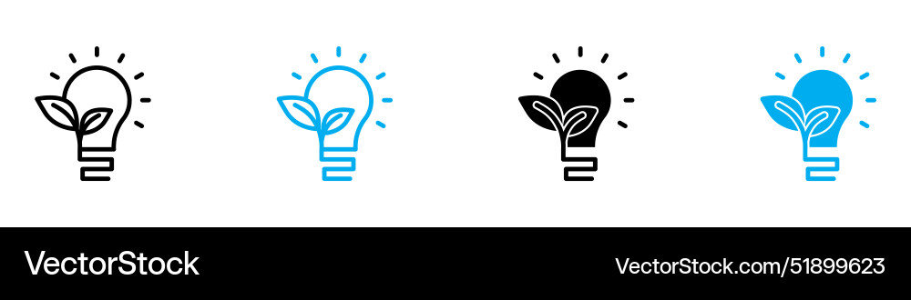 Lightbulb with leaf icon set collection for web vector image