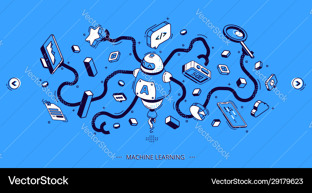 Machine learning banner artificial intelligence Machine learning banner artificial intelligence vector image