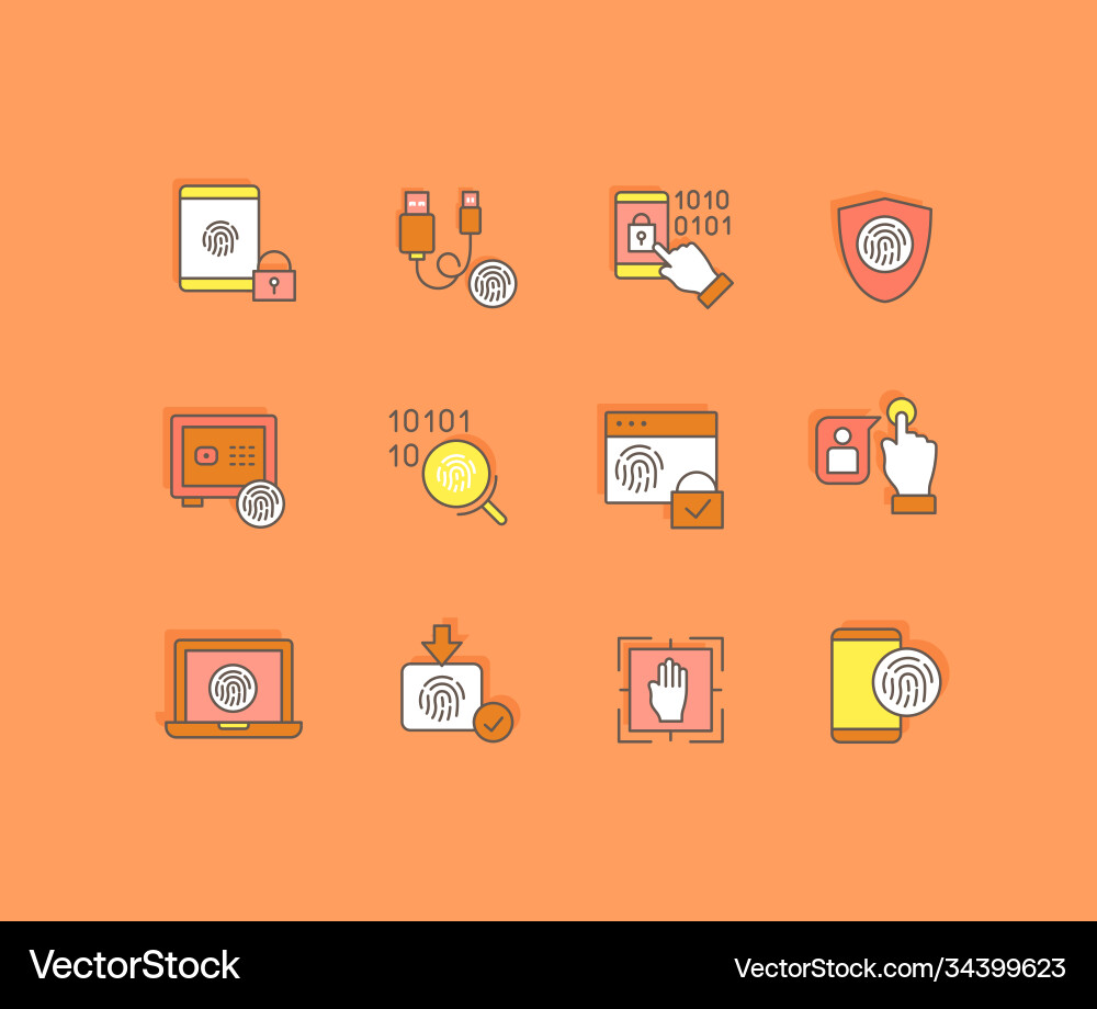 Set simple line icons biometrics Set simple line icons biometrics vector image