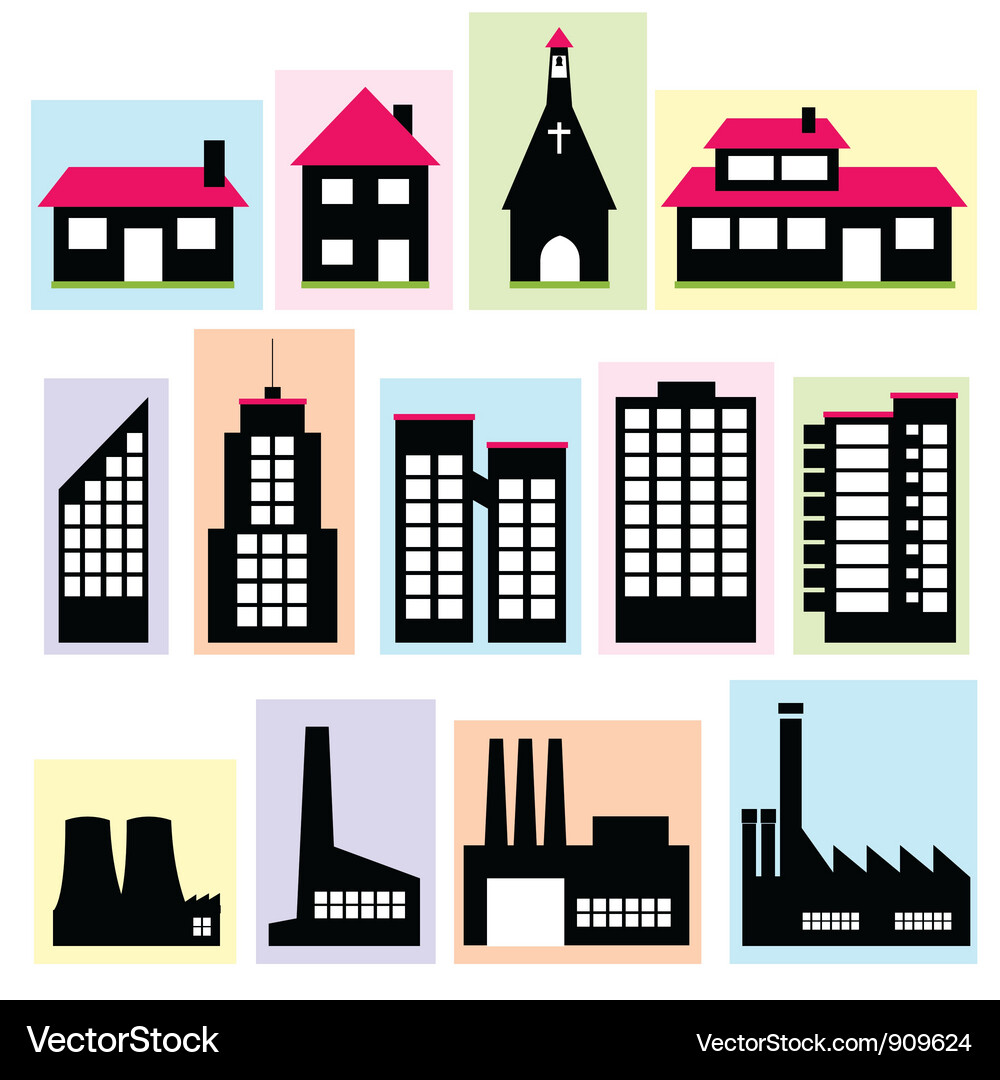 Building Icons Set Vector Image