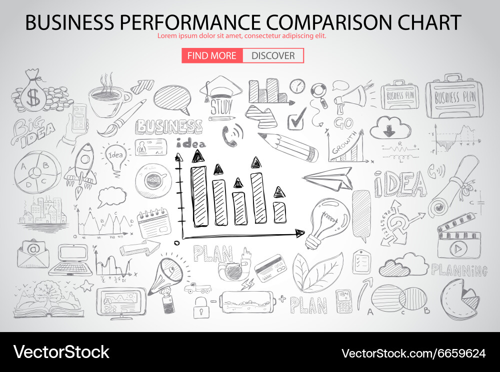 Business performance comparison chart concept Vector Image
