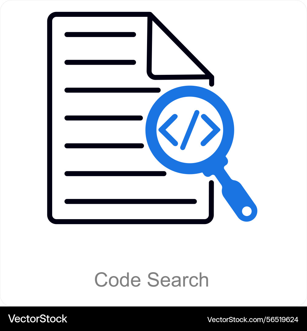 Code search and technology icon concept vector image