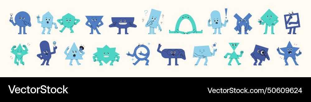 Funny abstract characters set different geometric Funny abstract characters set different geometric vector image