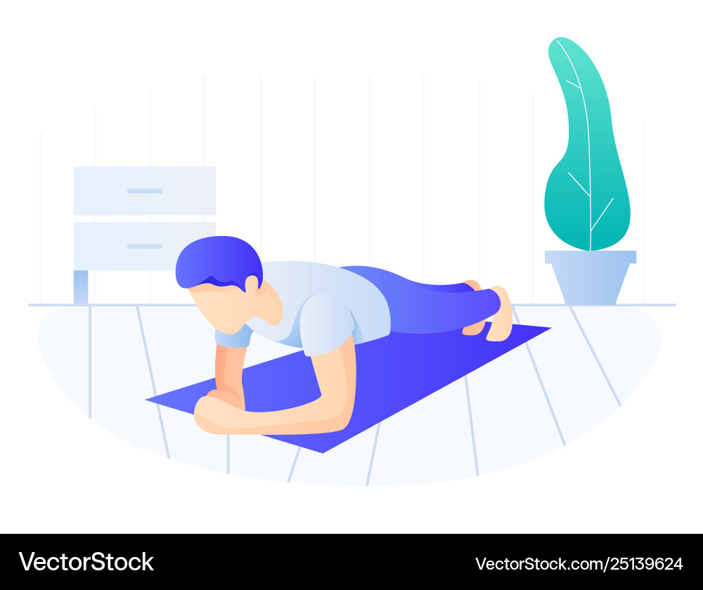 Man doing plank exercise core workout exercising Man doing plank exercise core workout exercising vector image
