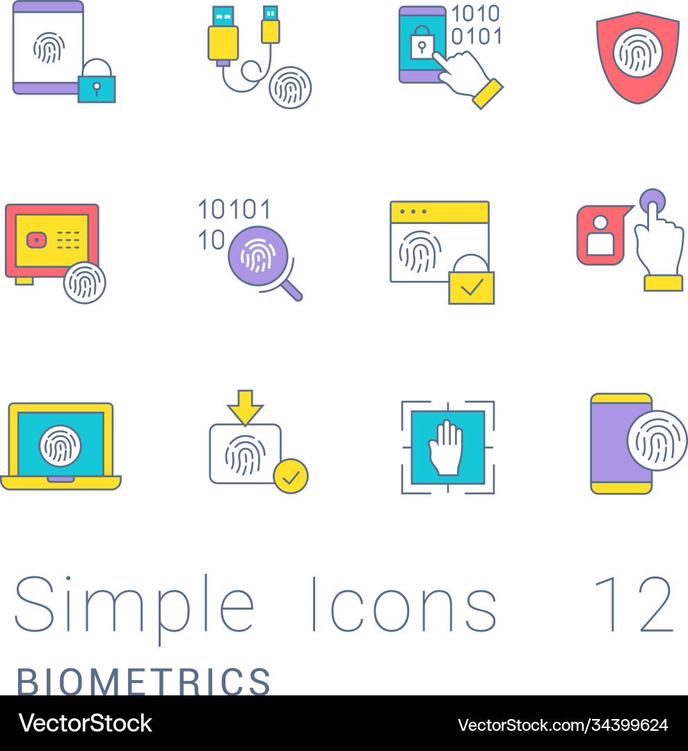Set simple line icons biometrics Set simple line icons biometrics vector image