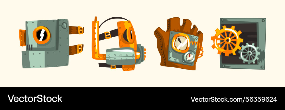 Steampunk objects and mechanism with antique Steampunk objects and mechanism with antique vector image