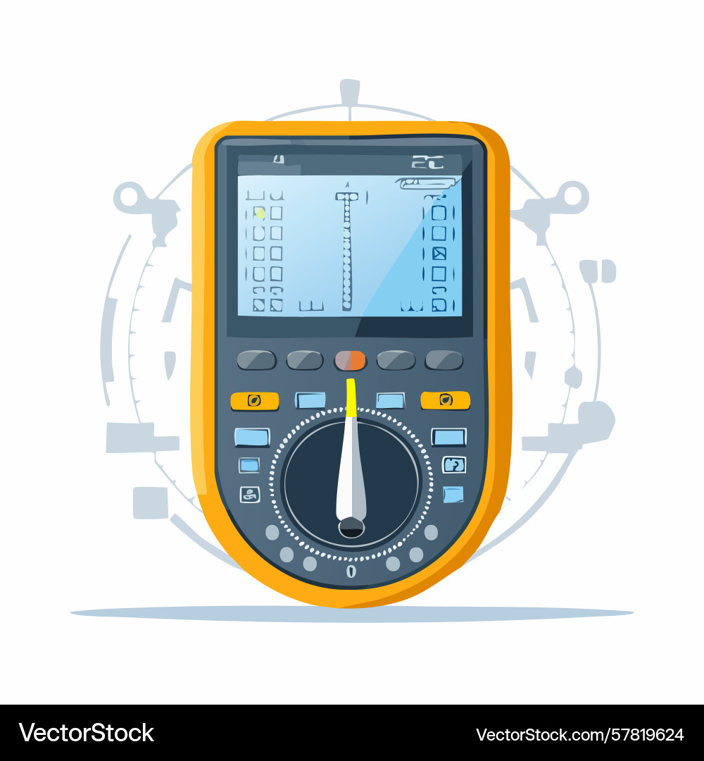 Yellow digital multimeter with screen display Vector Image
