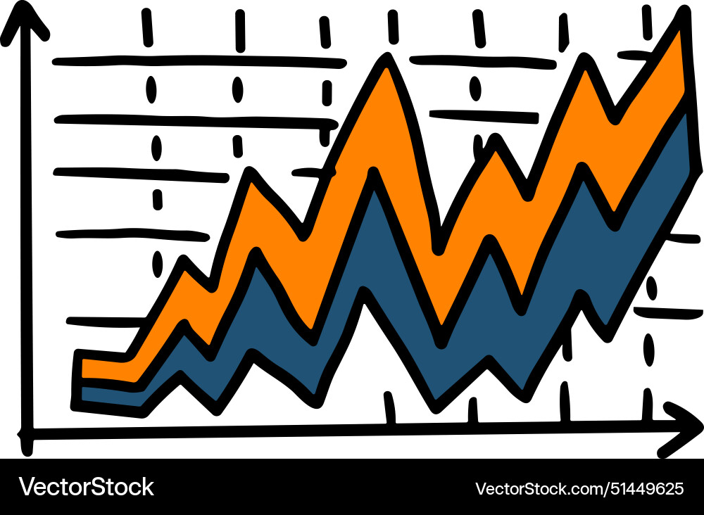 A graph with line going up and box A graph with line going up and box Vector Image