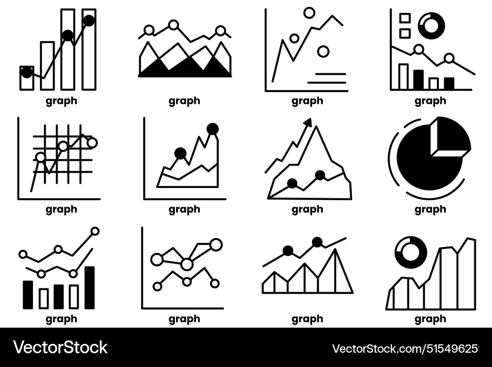 A set of graphs are shown in grid Vector Image