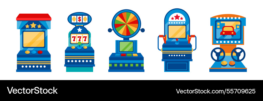 Amusement game machine and control panel Amusement game machine and control panel vector image