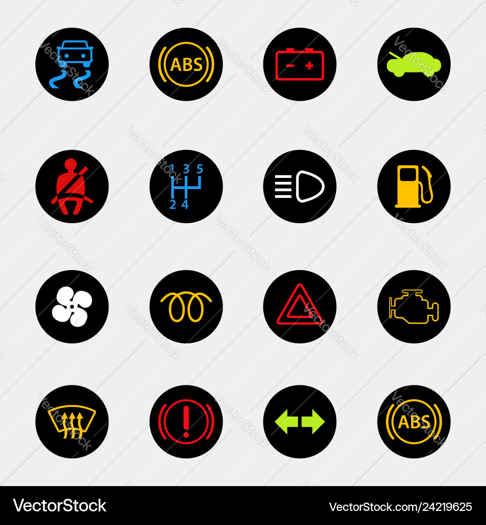 Dashboard car icons Royalty Free Vector Image - VectorStock