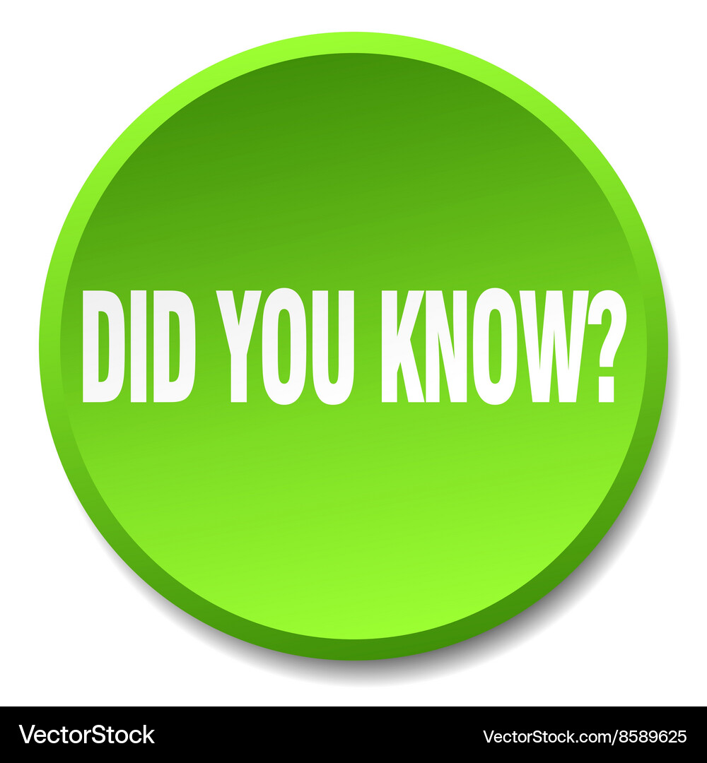 Did you know green round flat isolated push button Vector Image